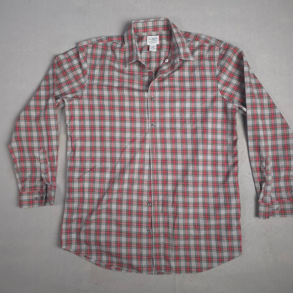LL‎ Bean Mens Traditional Fit Long Sleeve Plaid Button Up Shirt L Tall